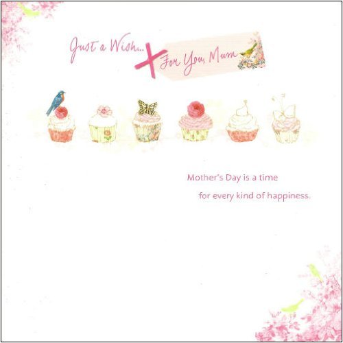 Just A Wish For You Mum' Mother's Day Card Retro Cupcakes Design 
