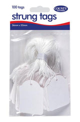 Pack of 100 Strung Tags 36 x 53mm