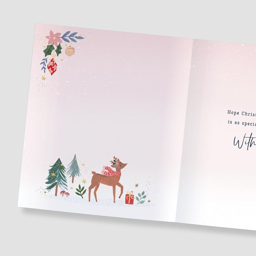 Reindeer With Wreath Lovely Nanny Christmas Card
