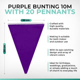 Purple Bunting 10m with 20 Pennants