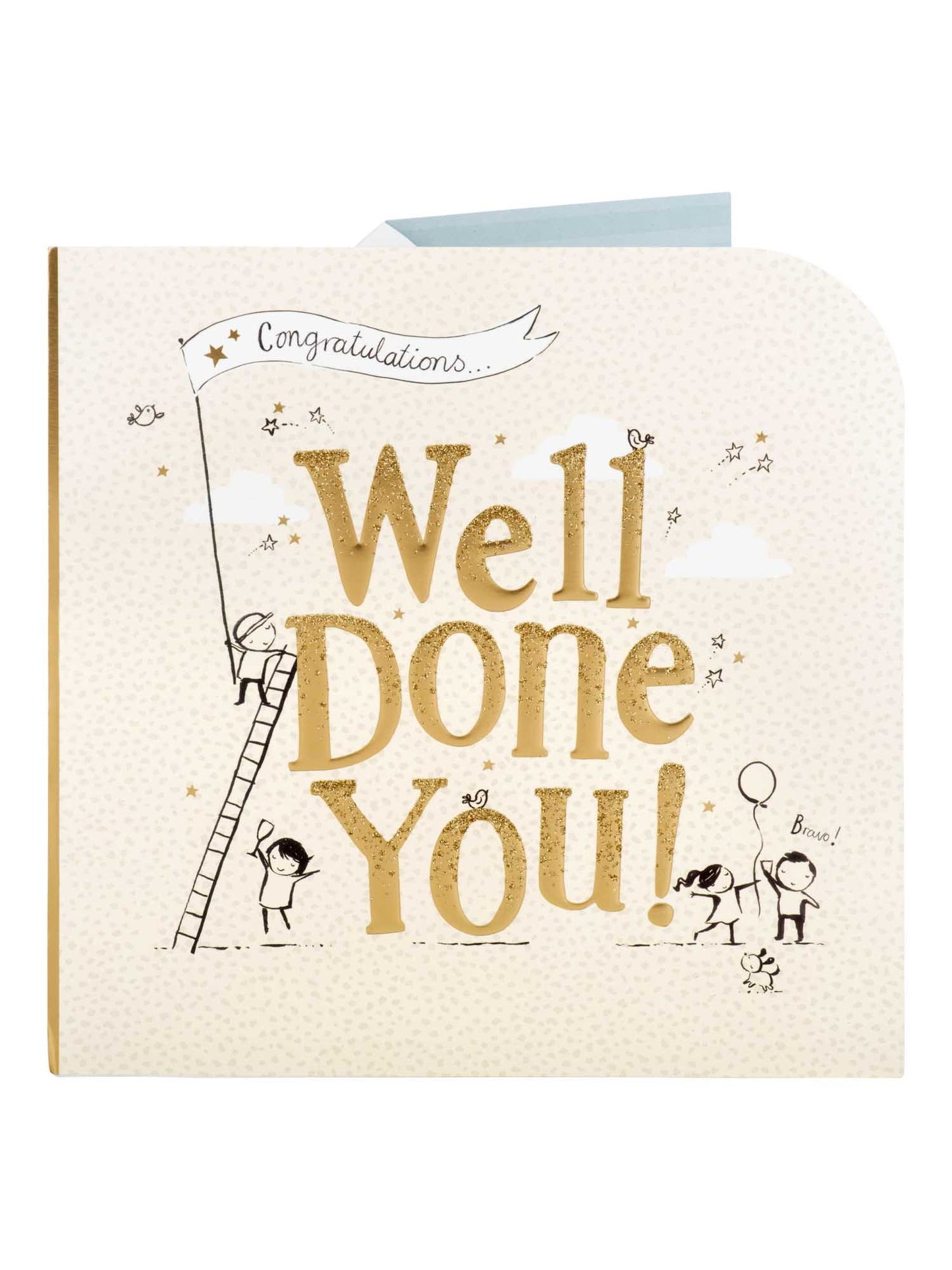 Well Done You Champagne Flutes Congratulation Card