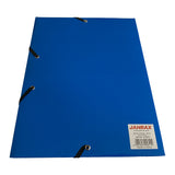 Janrax A4 Blue Laminated Card 3 Flap Folder with Elastic Closure