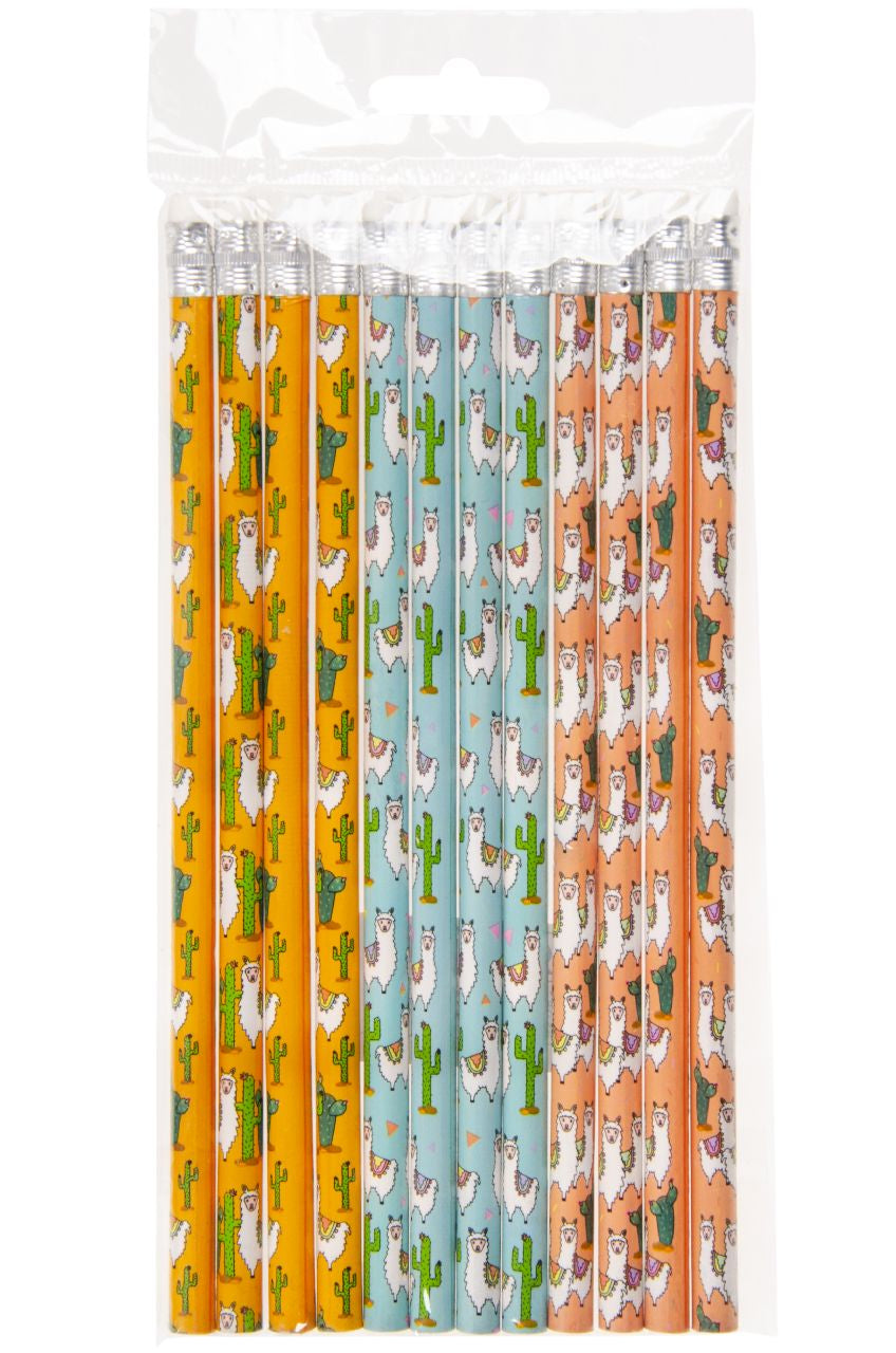 Pack of 12 Alpaca Design Pencils with Eraser