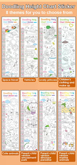 Single Doodling Height Chart Sticker with Removable Glue