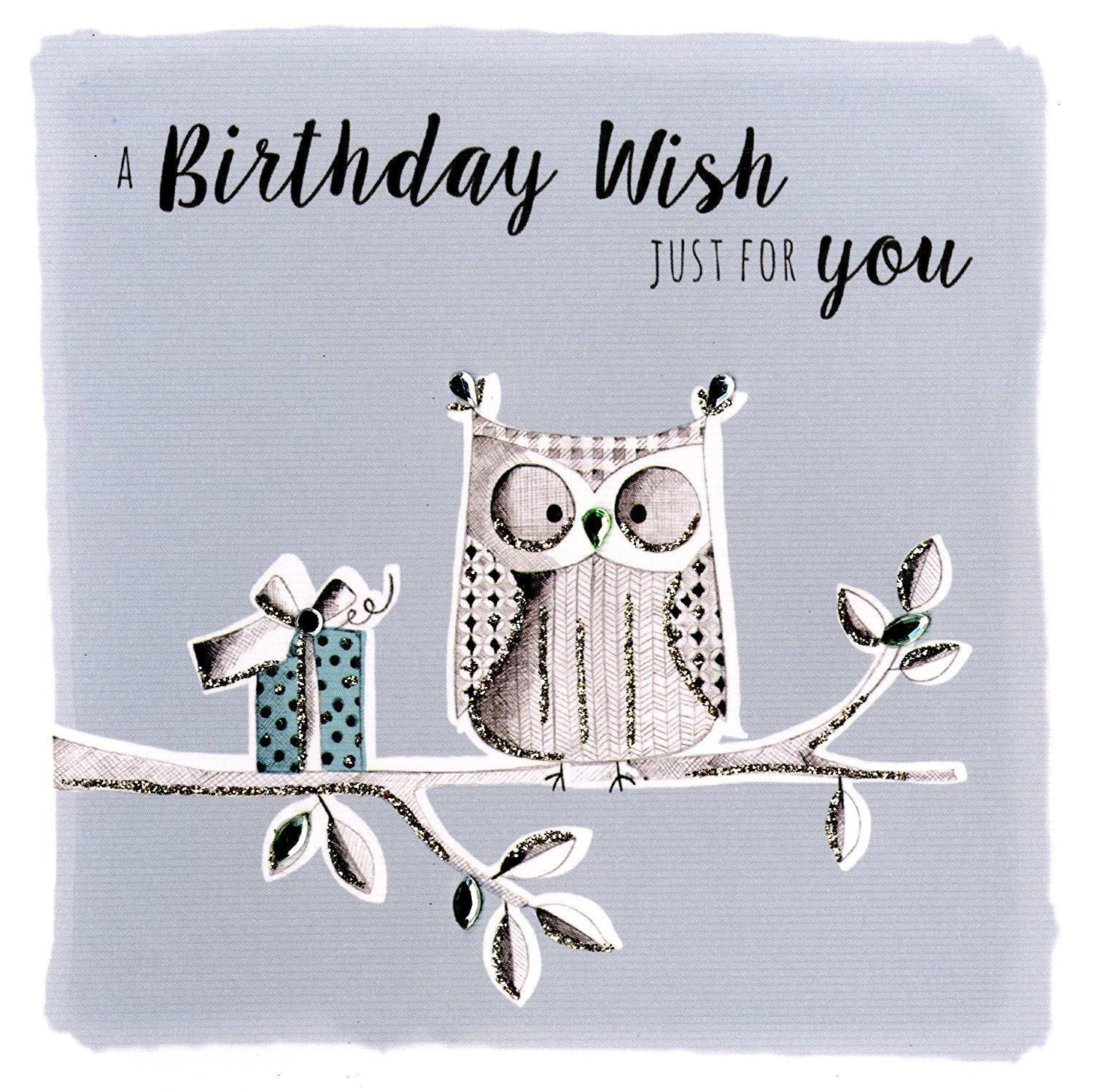 Owll Birthday Wishes Greeting Card Hand-Finished Notting Hill Cards 