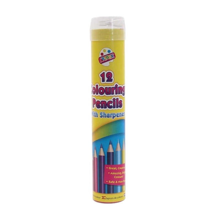 12 Full Size Colouring Pencils in Metal Tin Box with Sharpener