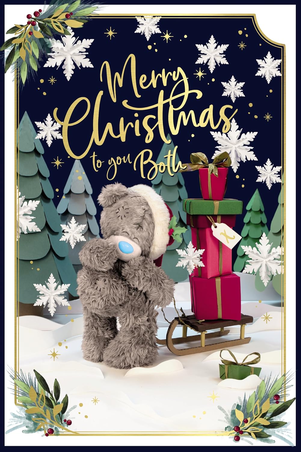 Bear Pulling Gifts On A Sledge To Both Of You Photo Finish Christmas Card