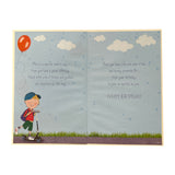 Son Age 5 Boy Riding A Scooter Juvenile Birthday Card With Badge