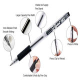 Pack of 12 Retractable Design Rolling Black Ball Pens