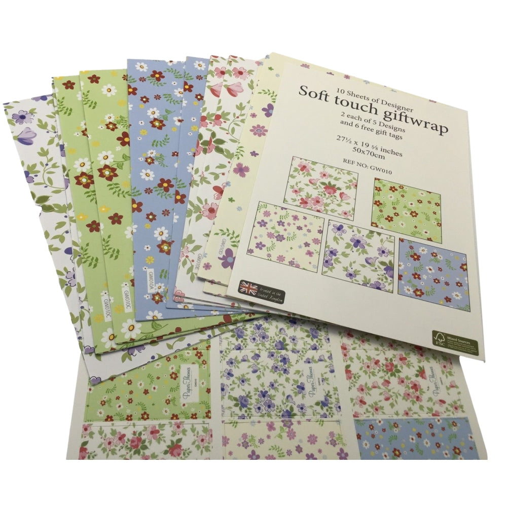10 Sheet of Mix Designer' Soft touch Foiled Open, birthday, Mothers'day Gift wrapping Paper