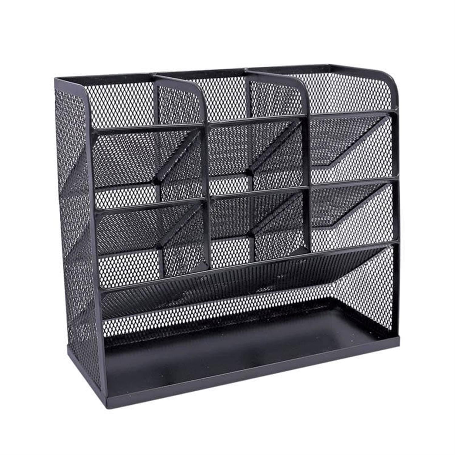 4 Tier Vertical Black Detachable Metal Mesh Organizer 27 x 8 x 20.6cm