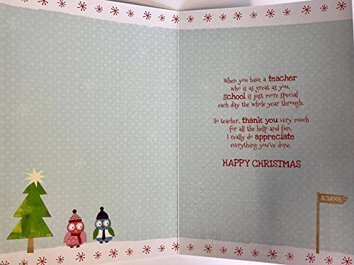 To My Teacher Happy Christmas School Thank you Appreciate Greeting Card