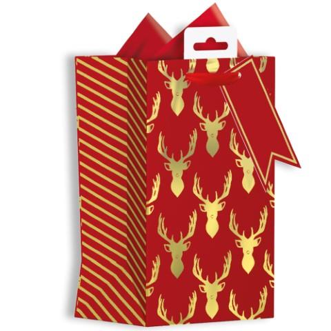 Red Stag Heads Design Christmas Perfume Gift Bag {DC}