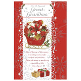 For a Special Great Grandma Sleigh With Flowers Design Christmas Card