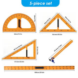 Pack of 5 Pieces Math Geometry Blackboard and Whiteboard Teaching Equipment Set