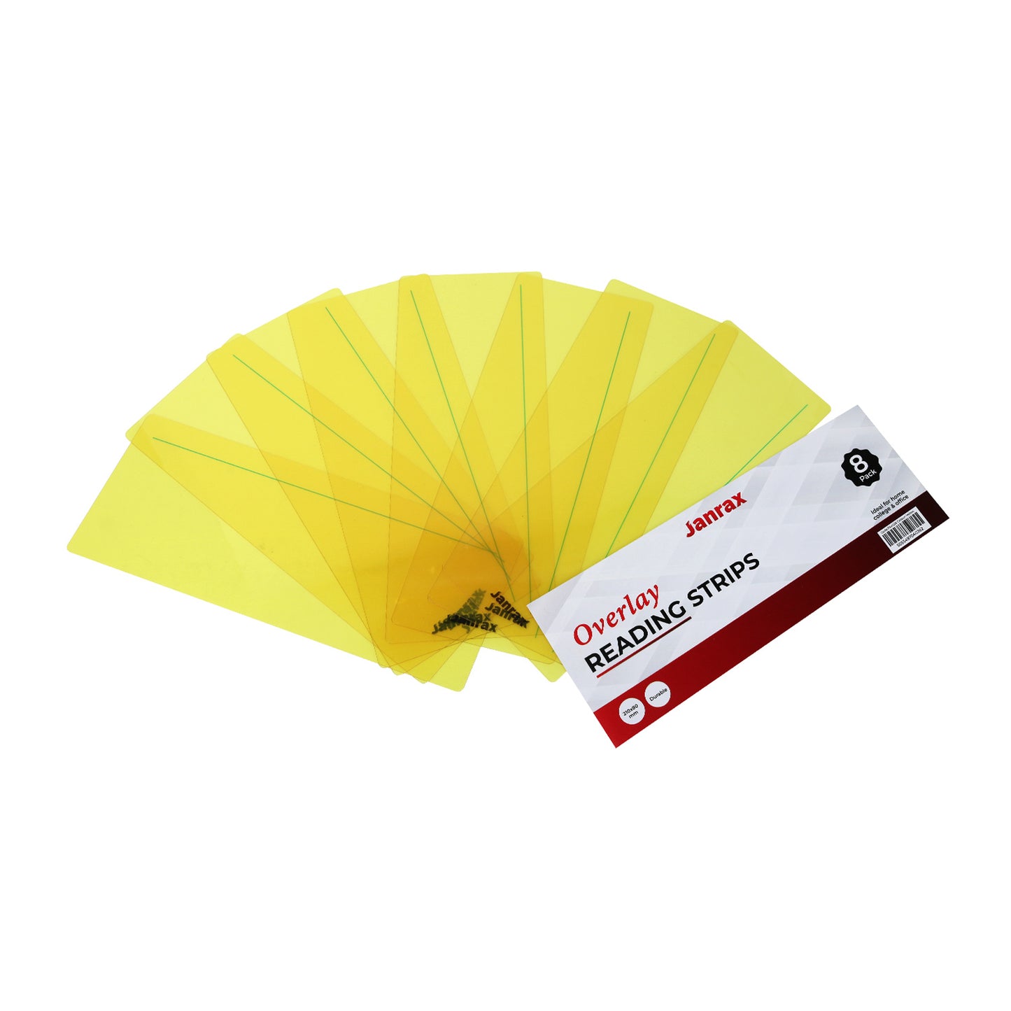 Pack of 8 Yellow 210x80mm Dyslexia Overlay Reading Strips – PET Material, Rounded Corners