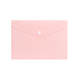 Pack of 12 A5 Light Pastel Pink Soft Touch Plastic Document Wallets with Button Closure
