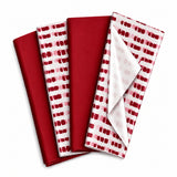 Pack of 8 Soft Dash Luxury Red Foil Design & Plain Red 50 x 70 cm Tissue Sheets - Christmas Valentine Wedding