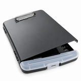 A4 Black Plastic Clipboard Box File With Pencil Holder - Storage Filing Case