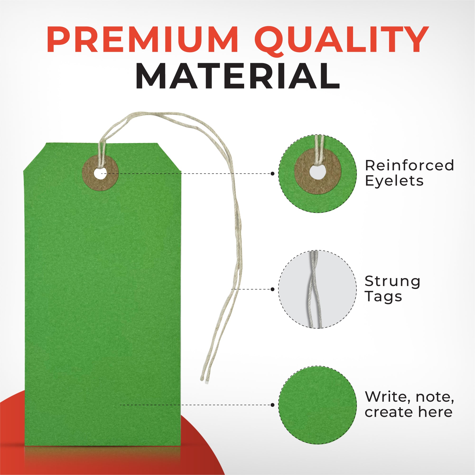 Pack of 50 Red Strung Tags 120mm x 60mm