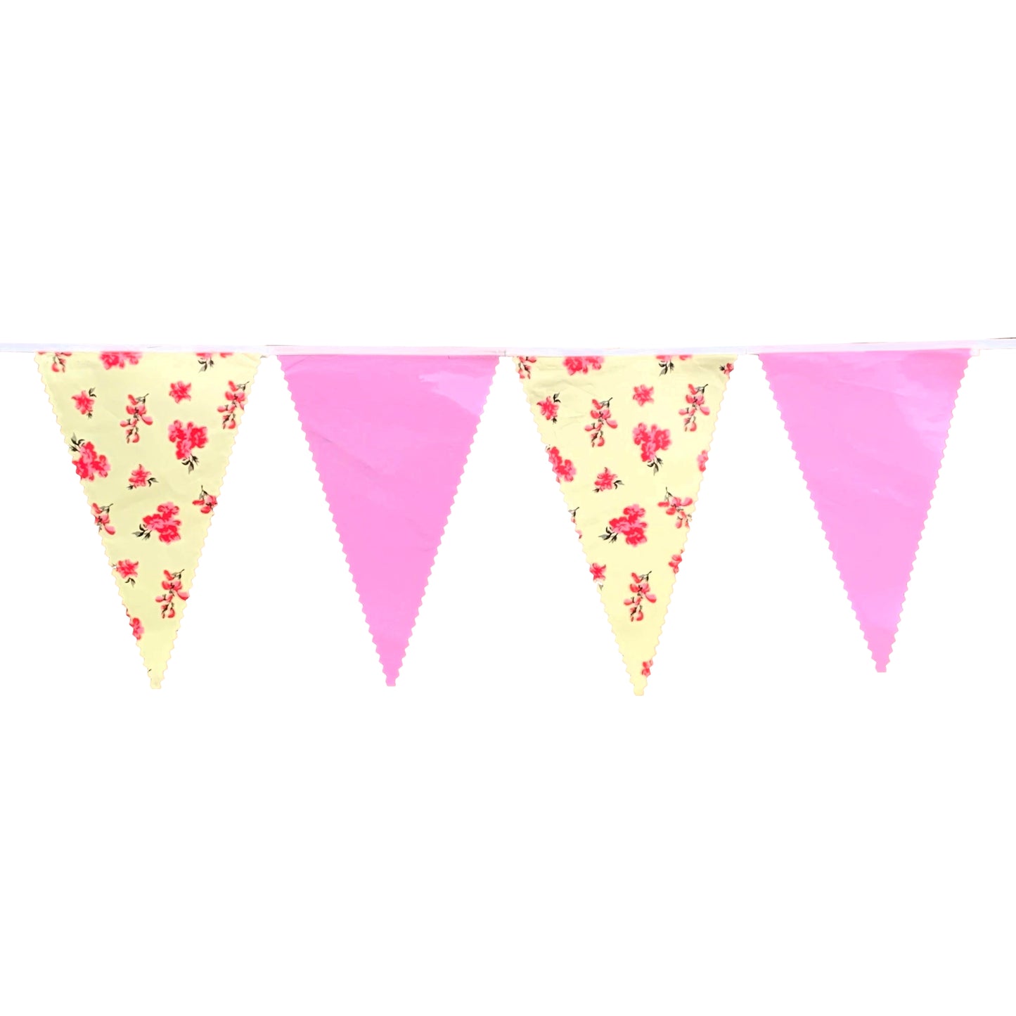 C1013 Pink & Yellow Vintage Print Bunting 10m with 20 Pennants