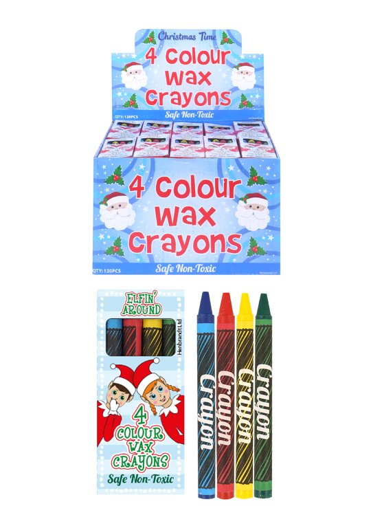 Pack of 4 Mini Elfin Around Christmas Wax Crayons {DC}