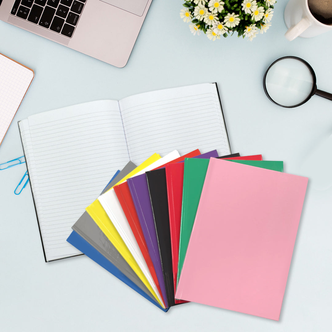A4 160 Pages 8mm Ruled Charcoal Black Casebound Notebook