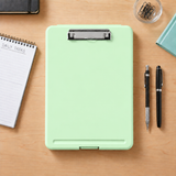 Single A4 Pastel Green Plastic Clipboard Box File - Storage Filing Case