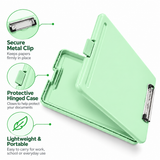 Single A4 Pastel Green Plastic Clipboard Box File - Storage Filing Case