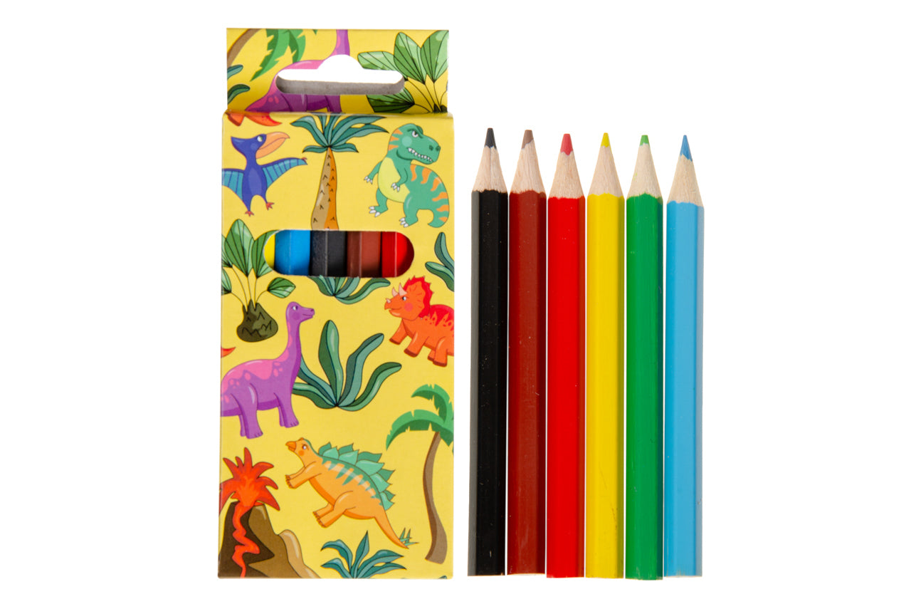 6 Pieces Dinosaur Colored Pencils 9cm