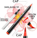 Pack of 12 Washable Water Colour Brush Tip Pens