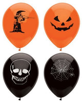 Halloween Balloons 23cm With Print 2 Assorted Colours {DC}