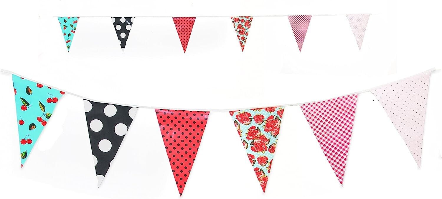JA001 Punk Vintage Pattern Bunting 10m with 20 Pennants