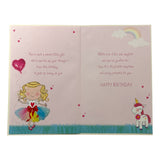 Daughter Age 1 Girl And Unicorn Design Juvenile Birthday Card With Badge