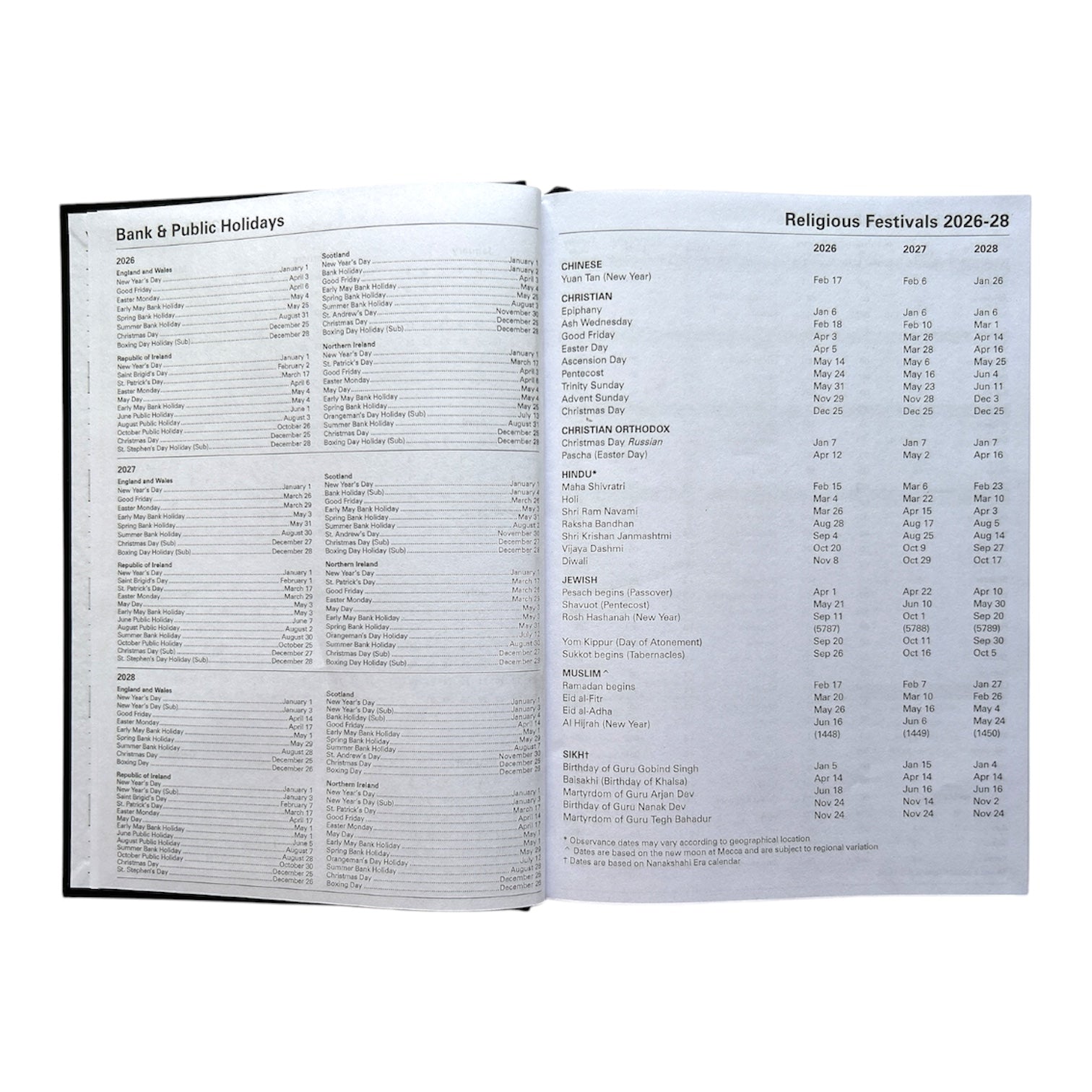 Janrax 2027 A5 Day Per Page Black Desk Diary