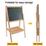 Height Adjustable and Foldable Wood Whiteboard Black Board Easel 57 x 80cm