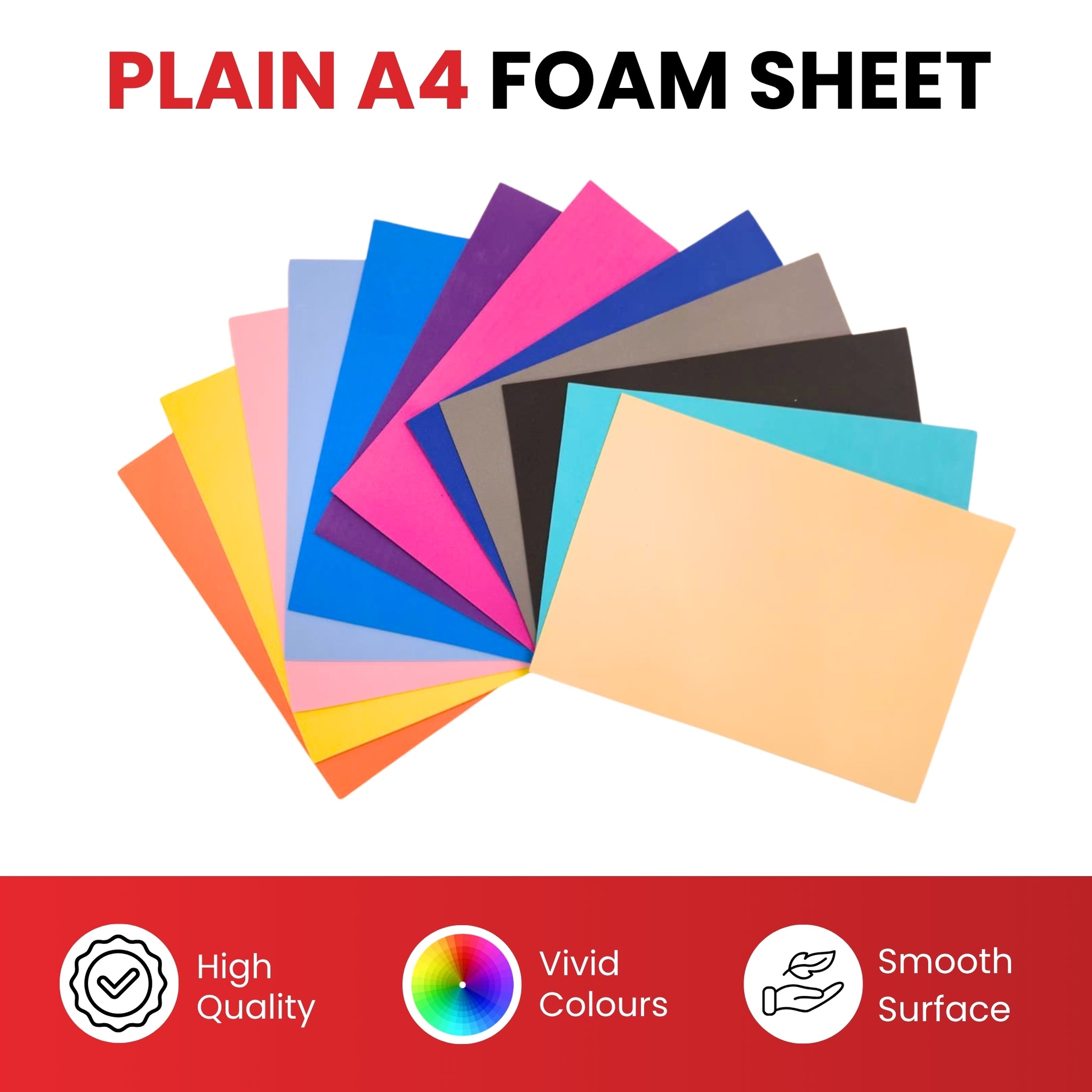 Pack of 10 A4 Red Coloured EVA Foam Sheets