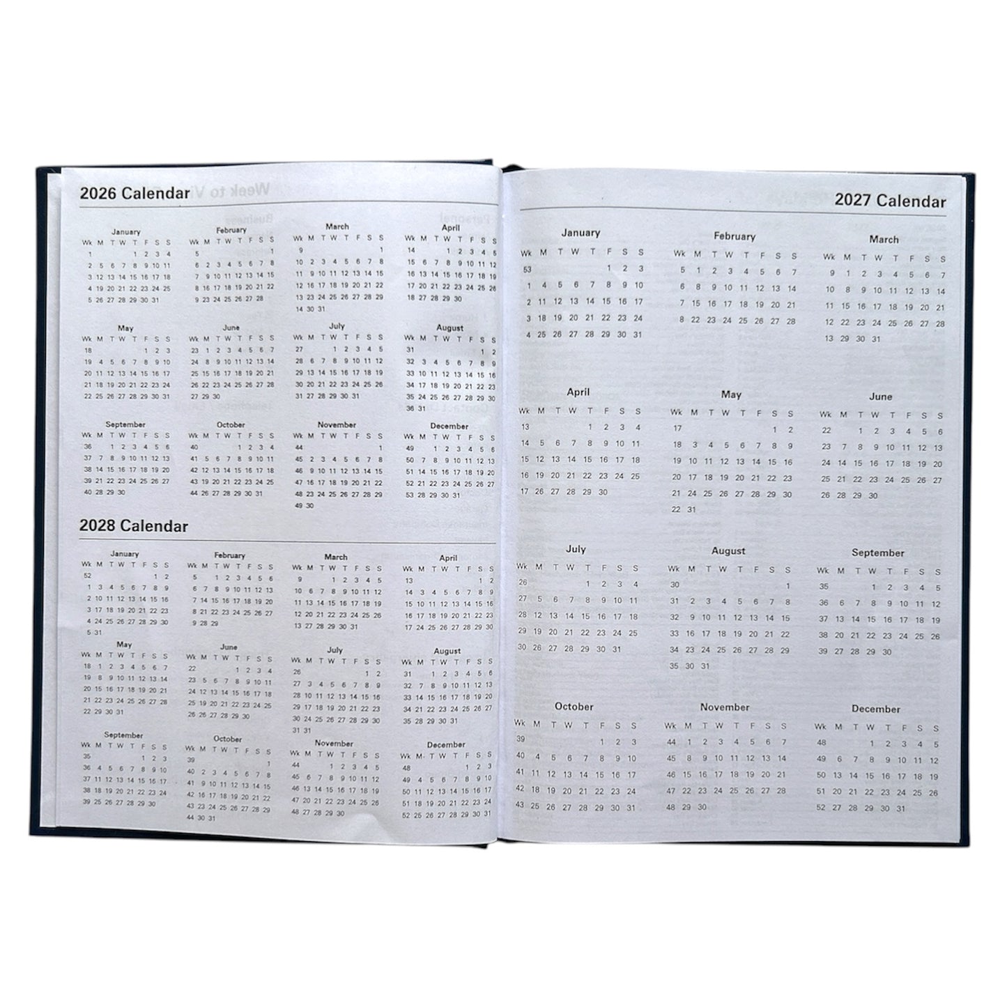 Janrax 2027 A5 Week To View Black Desk Diary