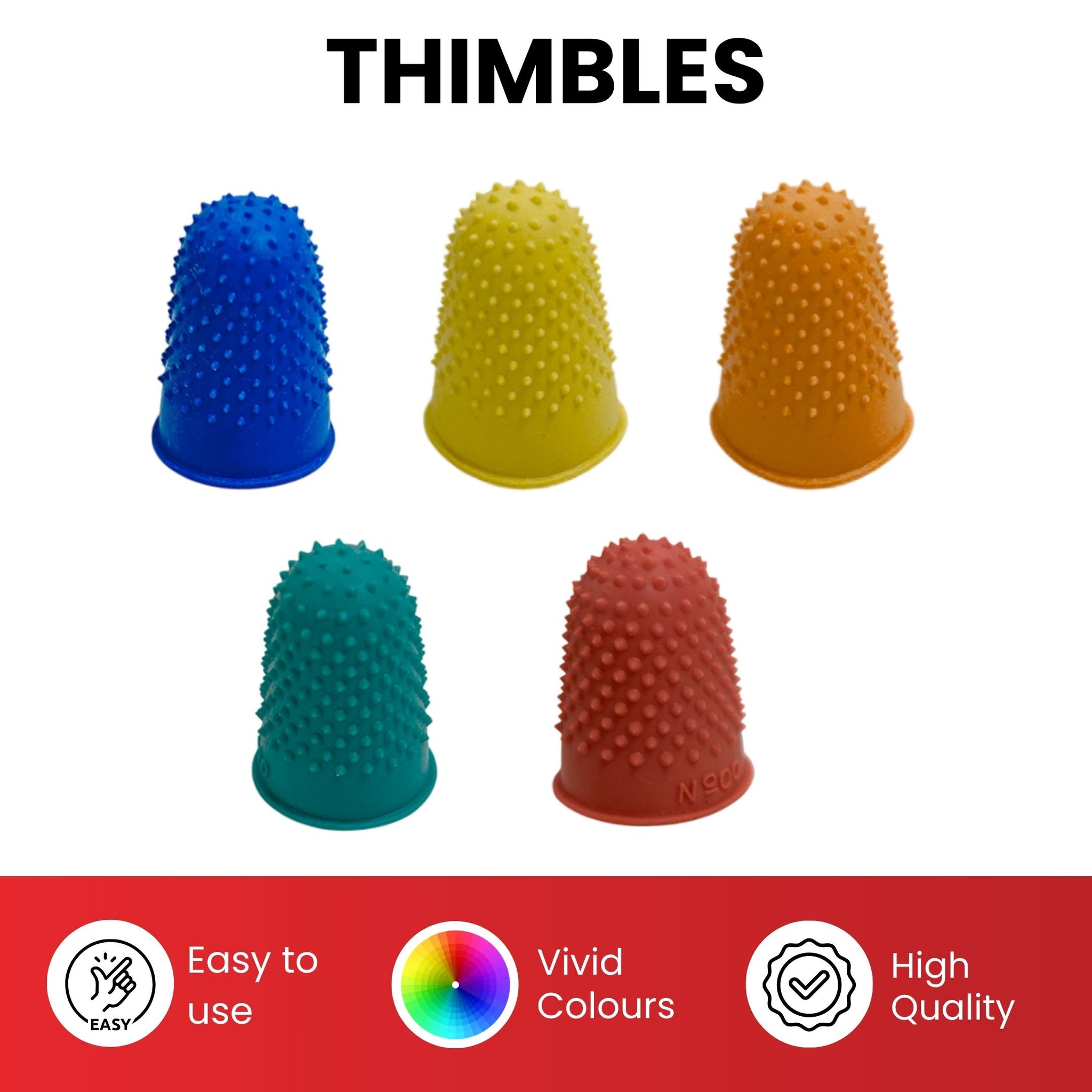 Pack of 12 Red No.00 Rubber Thimblettes - Extra Small Thimble Finger Cones