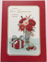 DEAR STEPMUM TRADITIONAL NICE VERSE GOLD FOIL CHRISTMAS GREETING CARD NEW GIFT {DC}