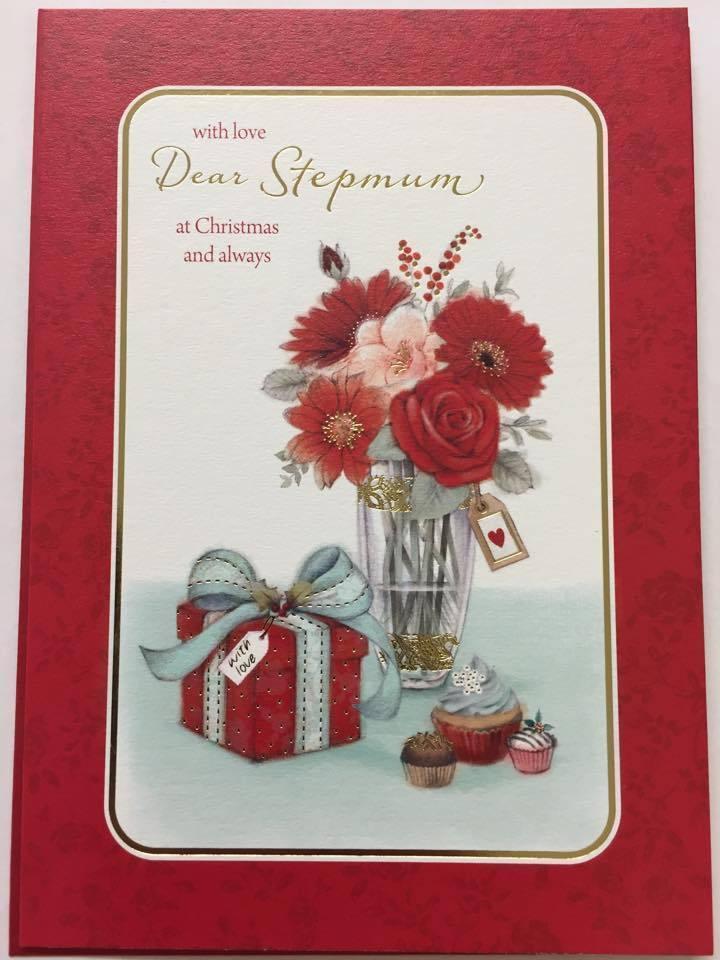 DEAR STEPMUM TRADITIONAL NICE VERSE GOLD FOIL CHRISTMAS GREETING CARD NEW GIFT {DC}
