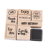 Pack of 9 Mini Cute Words Wood Stamps
