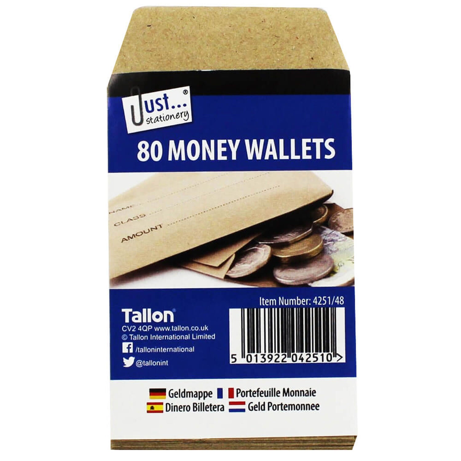 Pack of 80 School Dinner Money Wallets Envelope - 70x105mm