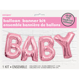 Pink Baby Foil Letter Balloon Banner Kit, 14"