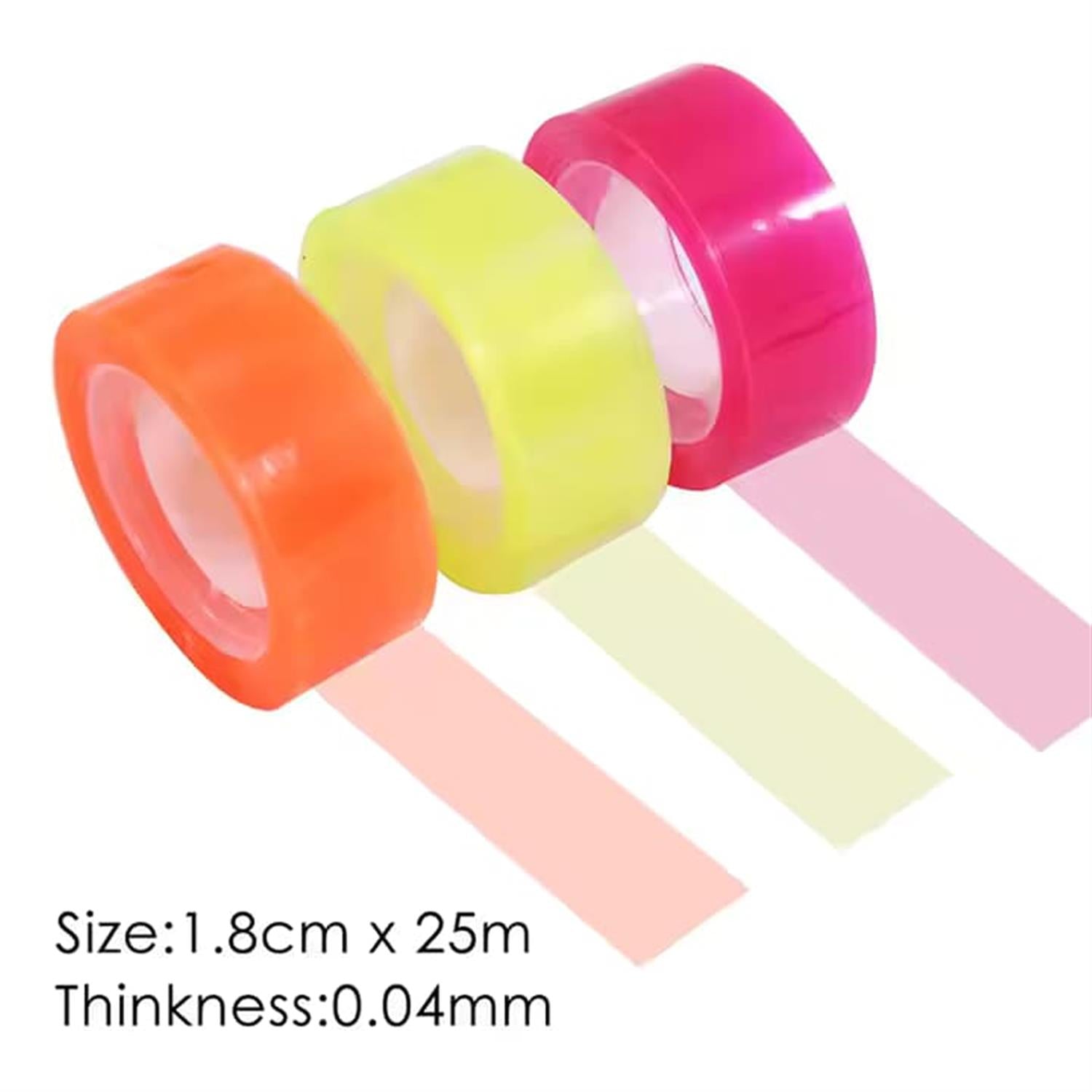 Pack of 3 Strong Adhesive Rainbow Tapes 1.8cm x 25m