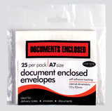 Document Enclosed Envelopes - Pack of 25 - Self Adhesive Backing - A7 Size