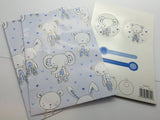 Cute Blue Animal Characters Gift Wrap 2 Sheets 2 Tags