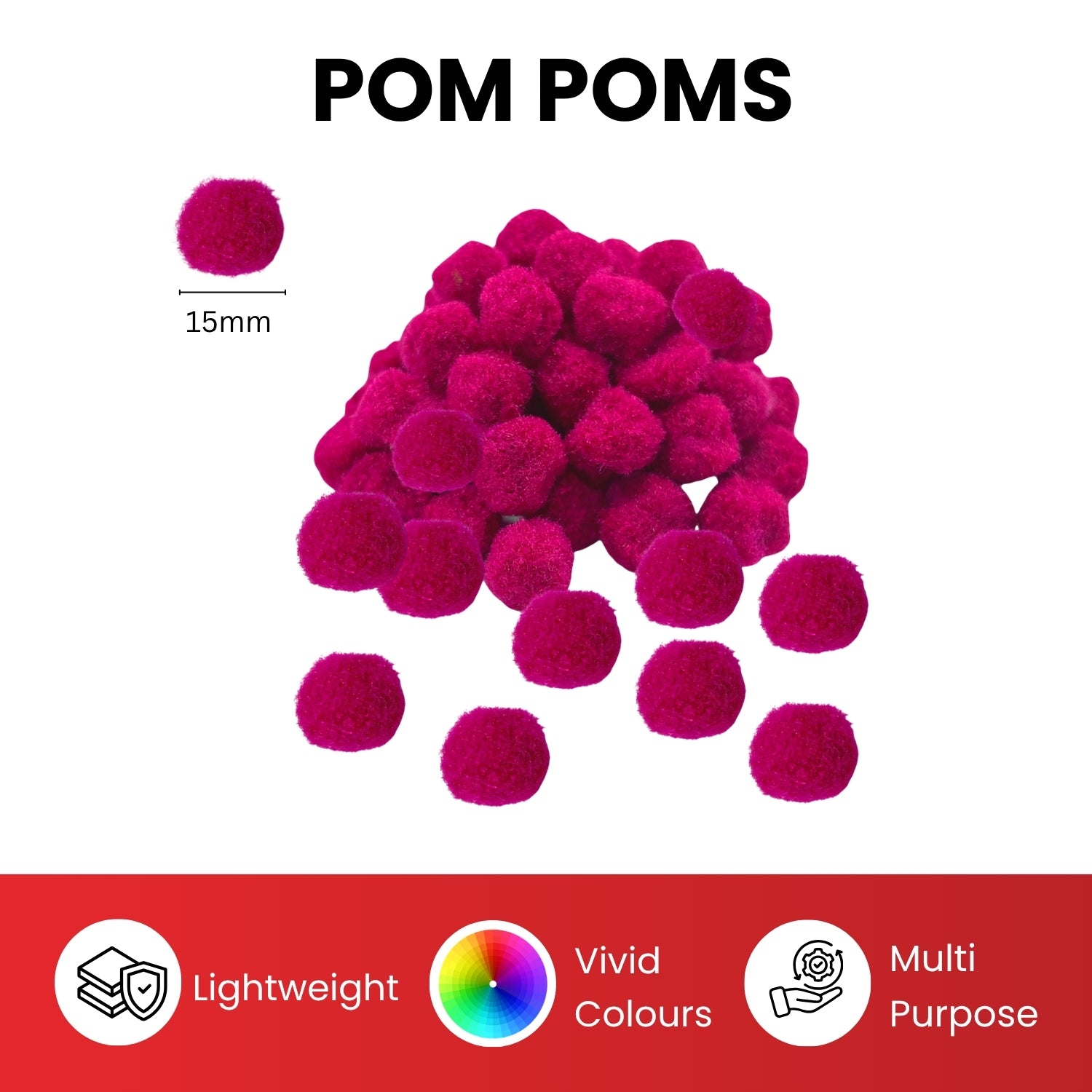 Pack of 50 Light Green Pom Poms 1.5cm – Soft Fluffy Craft Balls