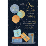 Son in Law Birthday Card Balloons and Gifts Design 