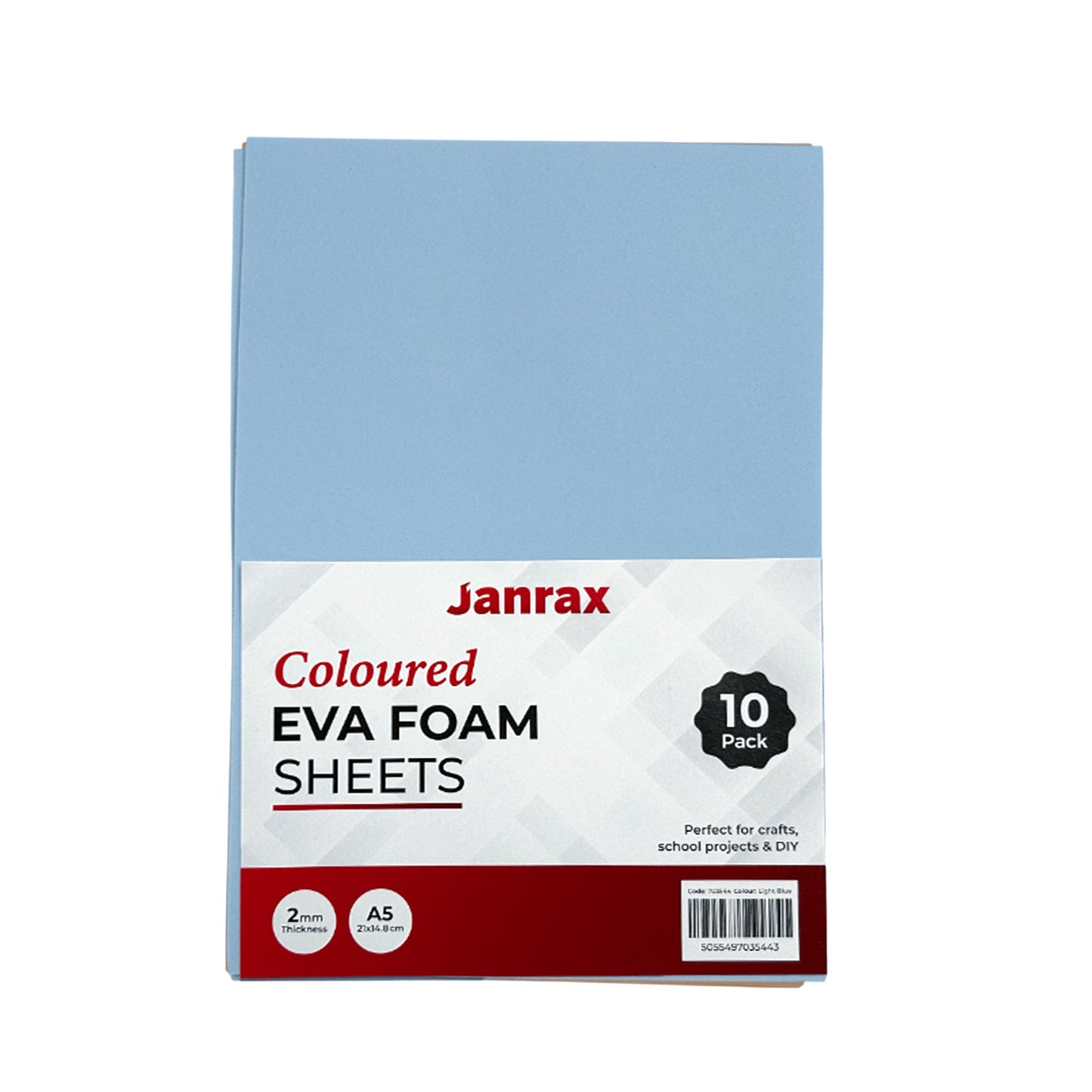 Pack of 10 A5 Light Blue Coloured EVA Foam Sheets